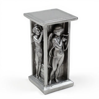 Della Robbia Cherub Pedestal - 24-inch — Antique Silver finish