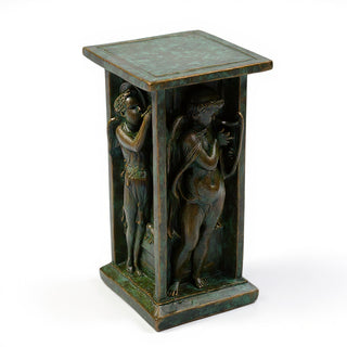 Della Robbia Cherub Pedestal - 24-inch — Green Bronze finish