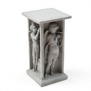 Della Robbia Cherub Pedestal - 24-inch — Limestone finish