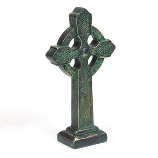 Tabletop Celtic cross with ringed design, 16 inches tall, fiberglass resin — alternate view