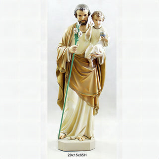 Saint Joseph with Child & Lily Statue - 65-inch - Realistic Color - Hand-Painted
