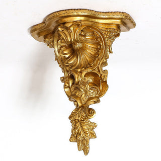 Fiberglass resin wall bracket with a plain architectural profile, mounted for displaying a statue or ornament — alternate view
