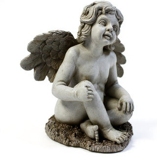 Short Haired Angel Statue - 20-inch — Antique Stone finish