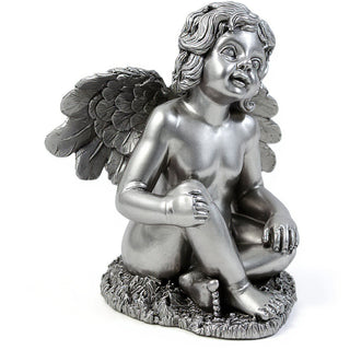 Short Haired Angel Statue - 20-inch — Antique Silver finish