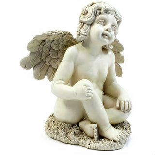 Short Haired Angel Statue - 20-inch — Antique White finish