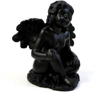 Short Haired Angel Statue - 20-inch — Flat Black finish
