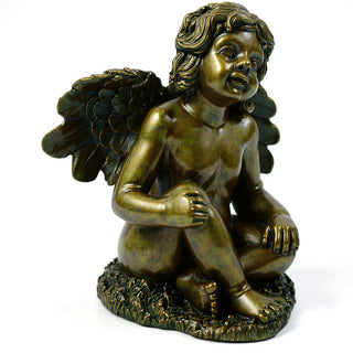 Short Haired Angel Statue - 20-inch — Green Bronze finish