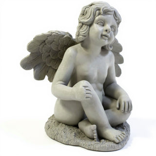 Short Haired Angel Statue - 20-inch — Limestone finish