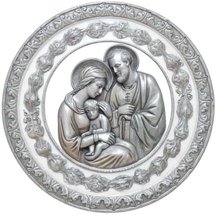 Holy Family Wall Plaque — Antique Silver finish