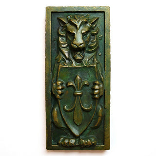 Lion Crest Wall Plaque - 38-inch — Green Bronze finish