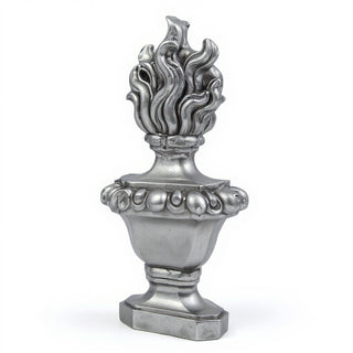 Flaming Torch Pediment Candleholder - 34-inch — Aged Silver finish