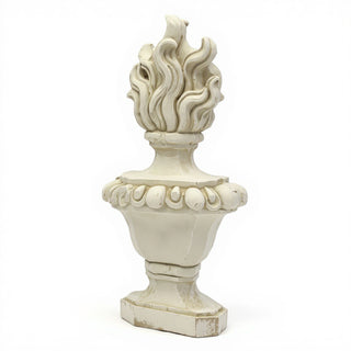 Flaming Torch Pediment Candleholder - 34-inch — Antique White finish