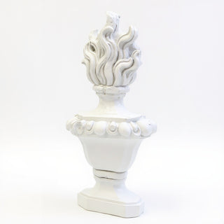 Flaming Torch Pediment Candleholder - 34-inch — Flat White finish
