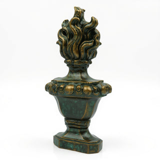 Flaming Torch Pediment Candleholder - 34-inch — Green Bronze finish