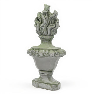 Flaming Torch Pediment Candleholder - 34-inch — Mossy Green finish