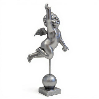 San Giovanni Cherub Statue — Aged Silver finish