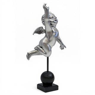 San Giovanni Cherub Statue — Antique Silver finish
