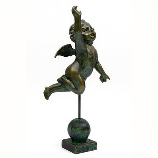 San Giovanni Cherub Statue — Green Bronze finish