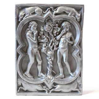Adam and Eve Wall Plaque - 14-inch — Silver finish