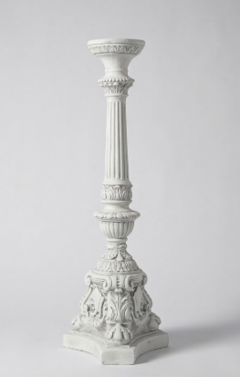 Tall column-style fiberglass resin candleholder with an Empire profile — alternate view