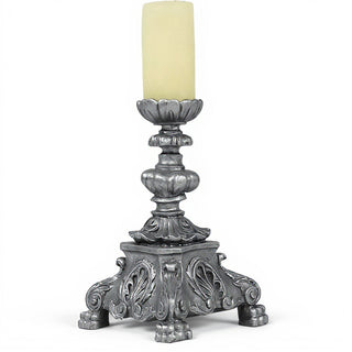 Baroque Candleholder - 13-inch — Aged Silver finish