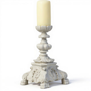 Baroque Candleholder - 13-inch — Antique White finish