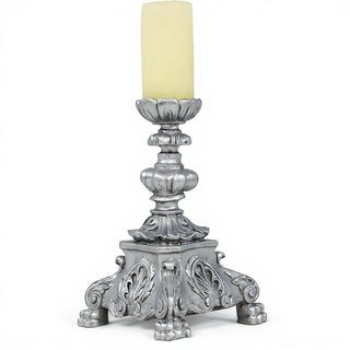 Baroque Candleholder - 13-inch — Silver finish