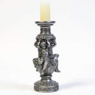 Cherubs of Capri Candleholder - 20.5-inch — Antique Silver finish