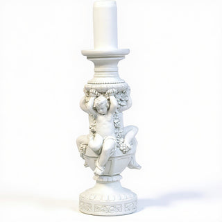 Cherubs of Capri Candleholder - 20.5-inch — Flat White finish