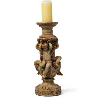 Cherubs of Capri Candleholder - 20.5-inch — Gothic Stone finish
