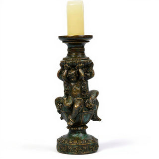 Cherubs of Capri Candleholder - 20.5-inch — Green Bronze finish
