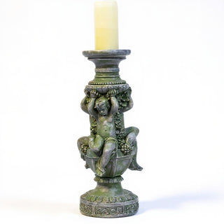 Cherubs of Capri Candleholder - 20.5-inch — Mossy Green finish