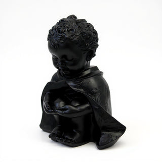 Pondering Baby Saint Francis of Assisi Statue - 14-inch — Flat Black finish