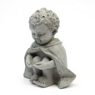 Pondering Baby Saint Francis of Assisi Statue - 14-inch — Limestone finish