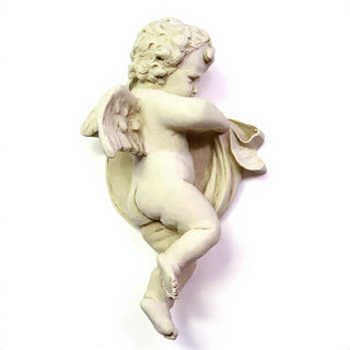 Cherub Tapestry Left Statue - 12-inch — Antique White finish