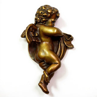 Cherub Tapestry Left Statue - 12-inch — Bronze finish