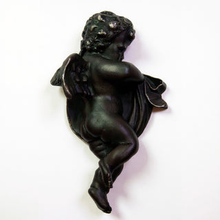 Cherub Tapestry Left Statue - 12-inch — Iron finish