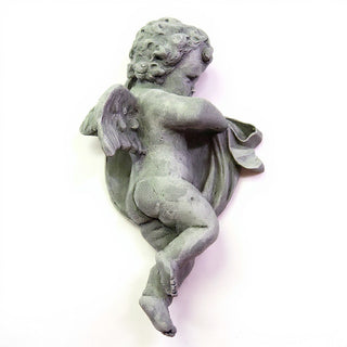 Cherub Tapestry Left Statue - 12-inch — Old Stone finish
