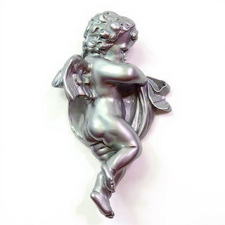 Cherub Tapestry Left Statue - 12-inch — Silver finish
