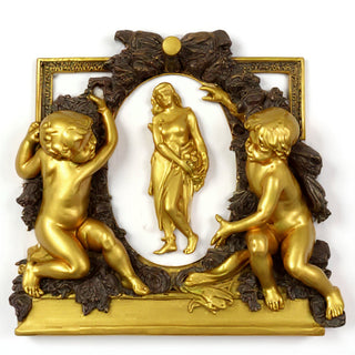 La Belle Demoiselle Cherub Wall Plaque — Antique Gold finish
