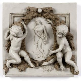 La Belle Demoiselle Cherub Wall Plaque — Antique Stone finish