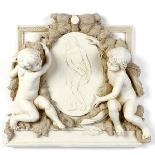 La Belle Demoiselle Cherub Wall Plaque — Antique White finish