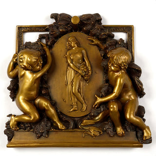 La Belle Demoiselle Cherub Wall Plaque — Bronze finish