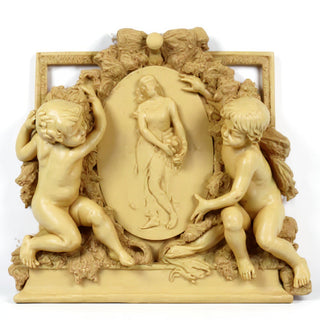 La Belle Demoiselle Cherub Wall Plaque — Dusted Sand finish