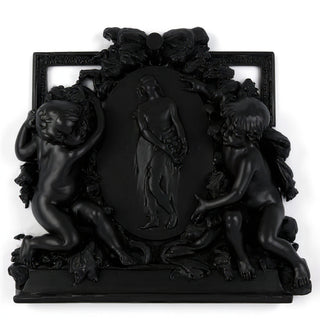 La Belle Demoiselle Cherub Wall Plaque — Flat Black finish