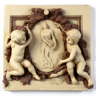 La Belle Demoiselle Cherub Wall Plaque — Gothic Stone finish