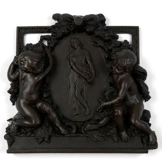 La Belle Demoiselle Cherub Wall Plaque — Iron finish