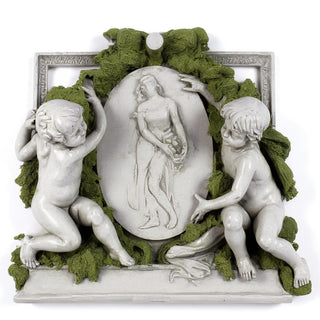 La Belle Demoiselle Cherub Wall Plaque — Mossy Green finish