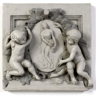 La Belle Demoiselle Cherub Wall Plaque — Old Stone finish