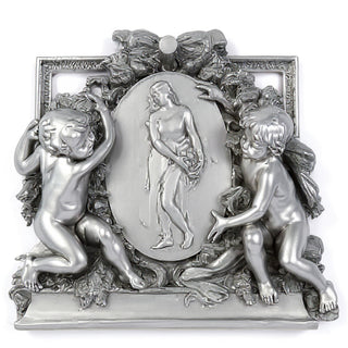 La Belle Demoiselle Cherub Wall Plaque — Silver finish